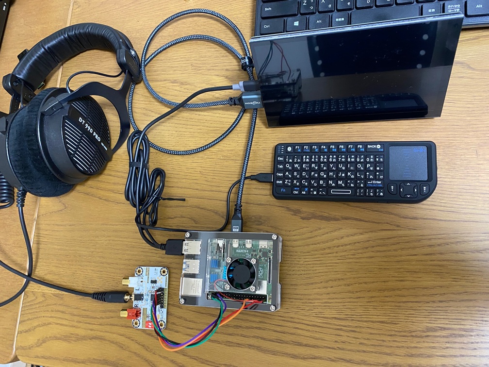ラズベリーパイのオーディオ接続図
webラジオ、mp3、spotifyなど