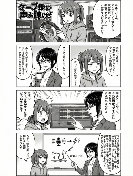 オーディオケーブルは実はマイクになる？