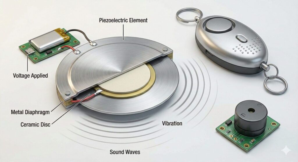圧電スピーカーや防犯ブザーの写真