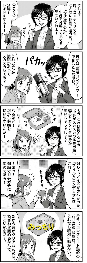 コンデンサを分解して中身から音のキャラクターを推定する