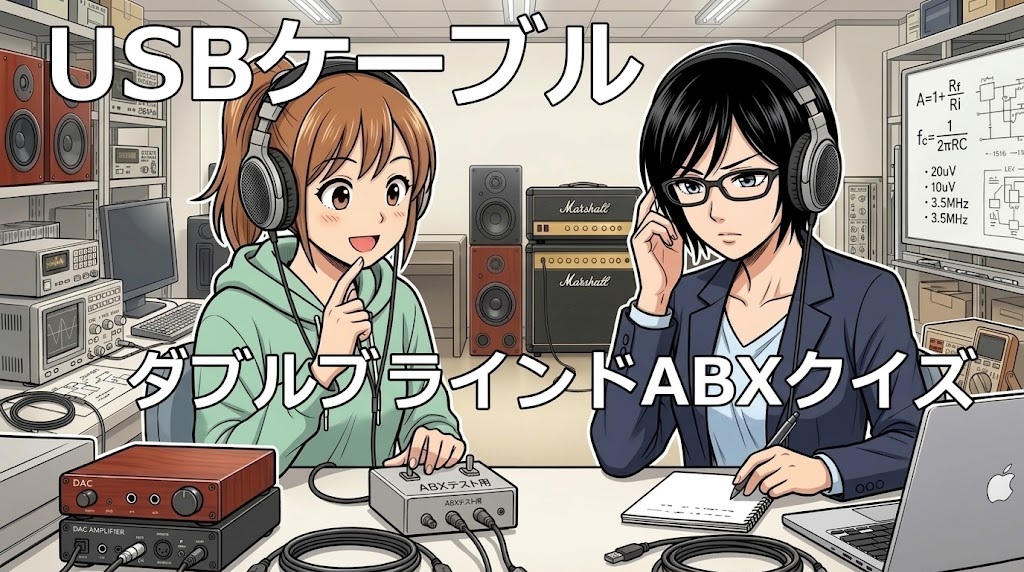 USBケーブルダブルブラインドABXテストを実施します