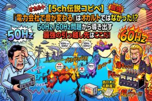 【5ch伝説コピペ】「電力会社で音が変わる」はオカルトではなかった！？50Hz/60Hz問題から導き出す最強の引っ越し先はここだ！